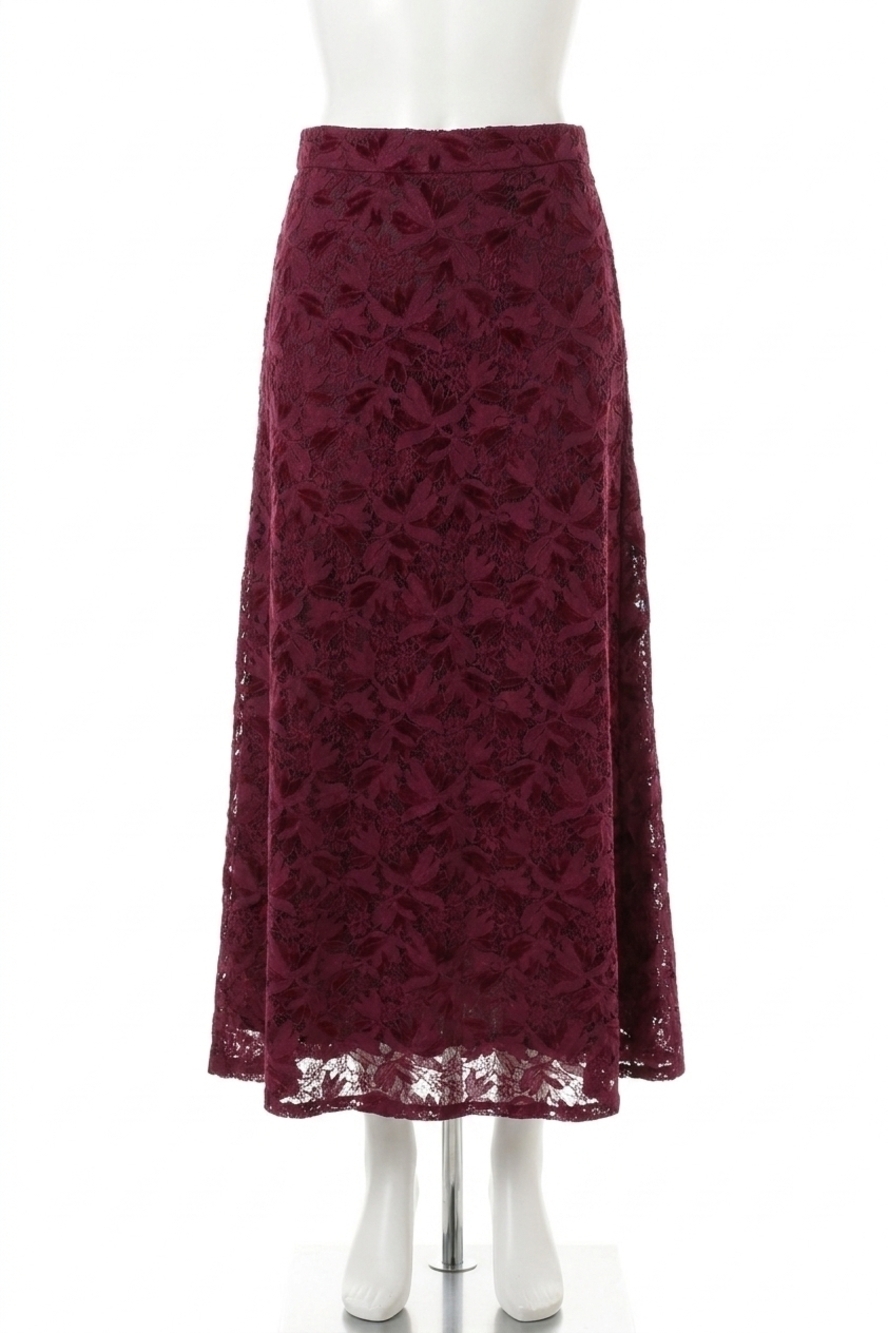 NEW FRNCH mermaid avenue lace maxi skirt in deep wine